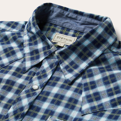 Plaid Twill Dobby Western Shirt Blue - Stetson