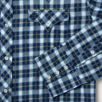 Plaid Twill Dobby Western Shirt Blue - Stetson