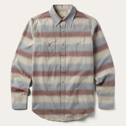 Ombre Stripe Twill Shirt Wine - Stetson