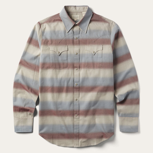 Ombre Stripe Twill Shirt Wine - Stetson