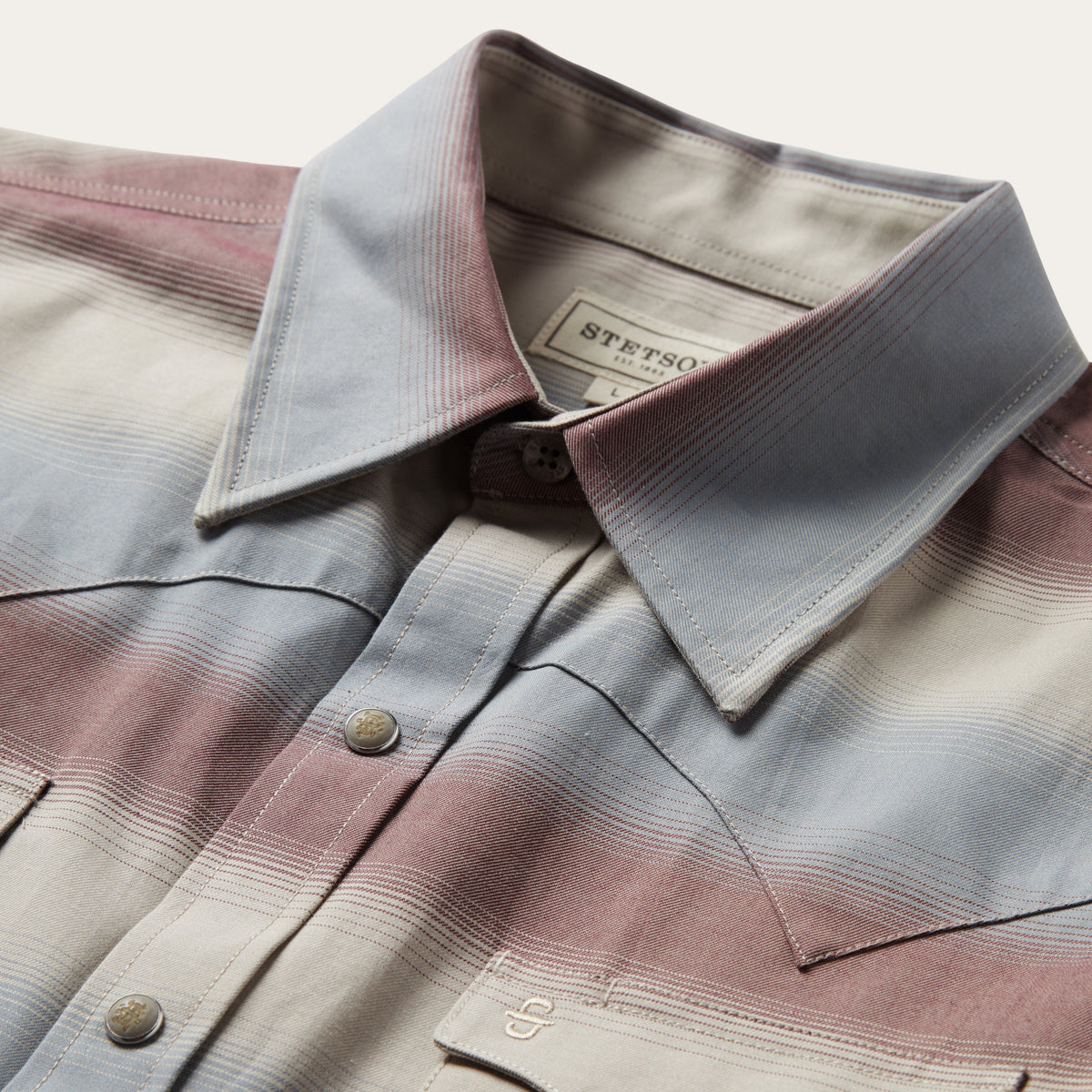 Ombre Stripe Twill Shirt Wine - Stetson