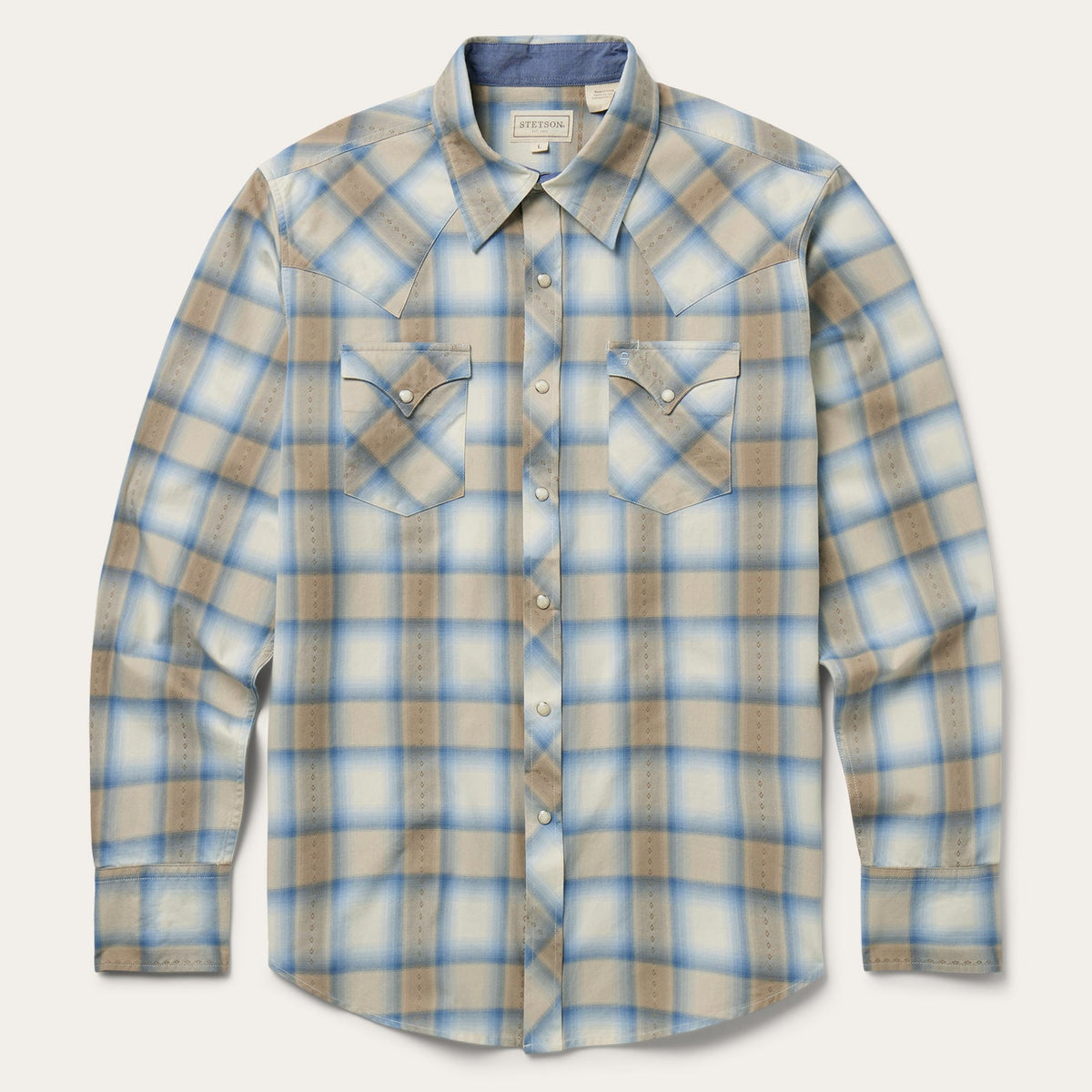 Sand Plaid Dobby Western Shirt Brown - Stetson