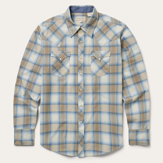 Sand Plaid Dobby Western Shirt Brown - Stetson