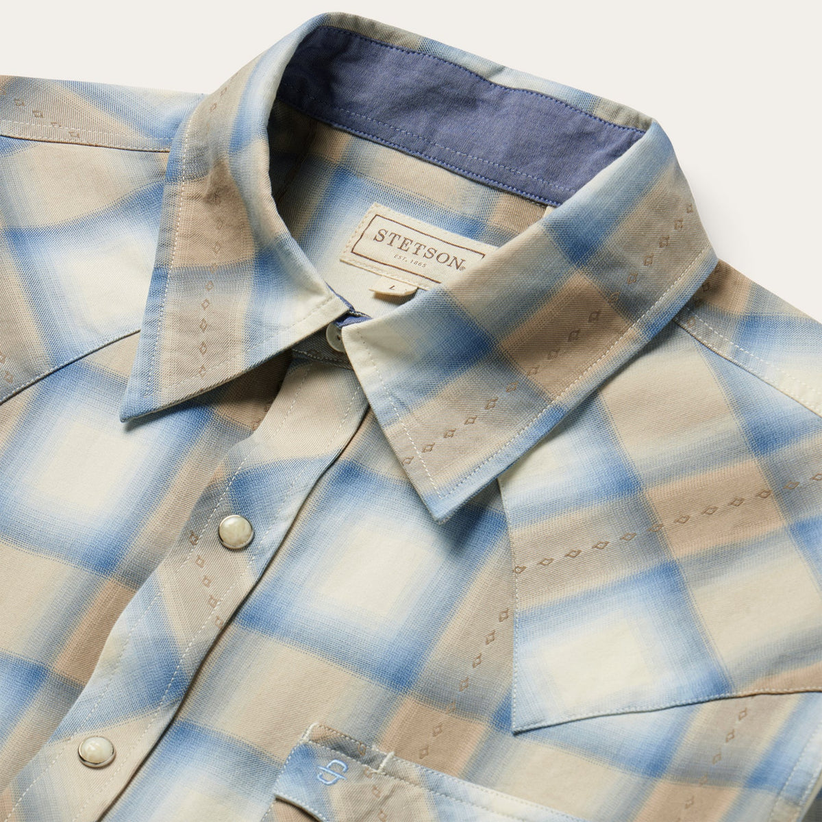 Sand Plaid Dobby Western Shirt Brown - Stetson