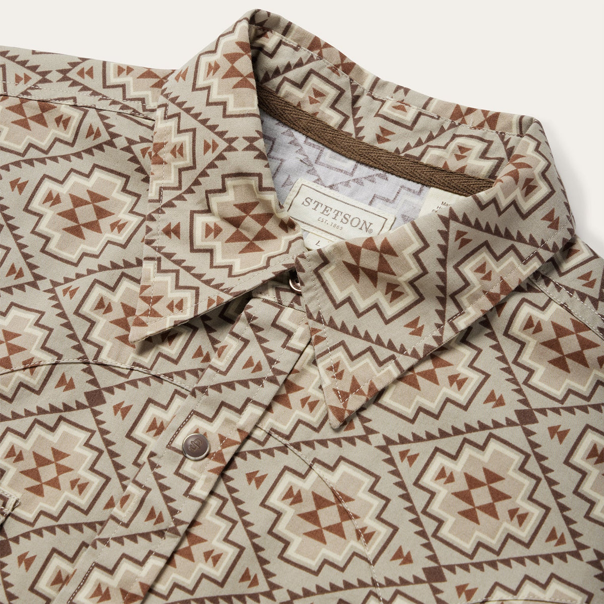 Brown Aztec Poplin Western Shirt Brown - Stetson
