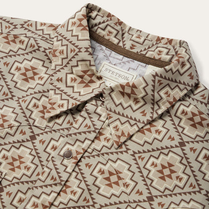 Brown Aztec Poplin Western Shirt Brown - Stetson