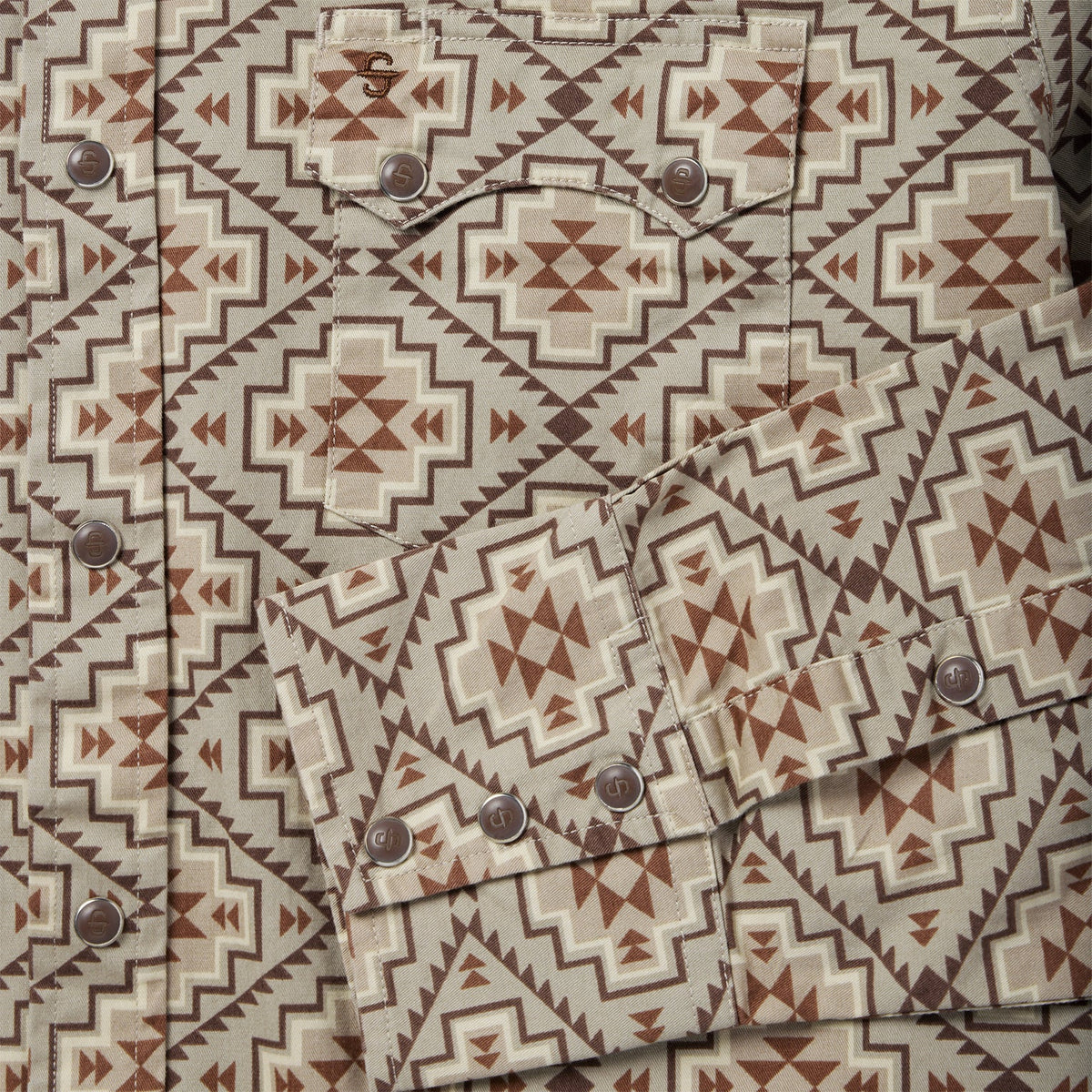 Brown Aztec Poplin Western Shirt Brown - Stetson