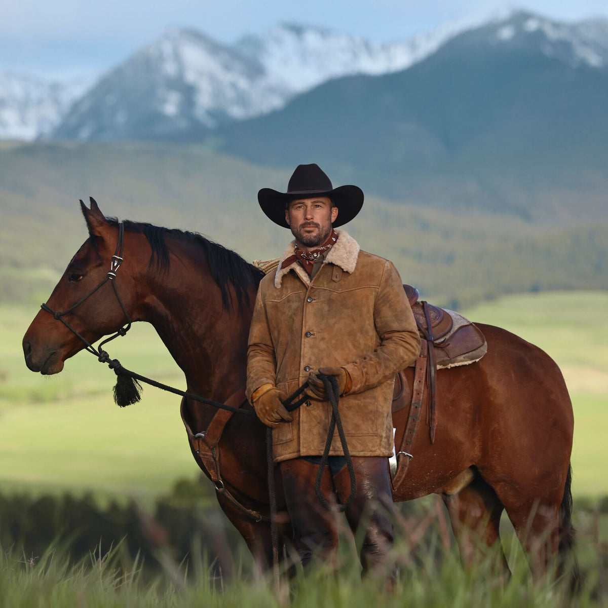 Antique Suede Shearling Jacket Brown - Stetson