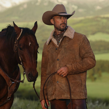Antique Suede Shearling Jacket Brown - Stetson