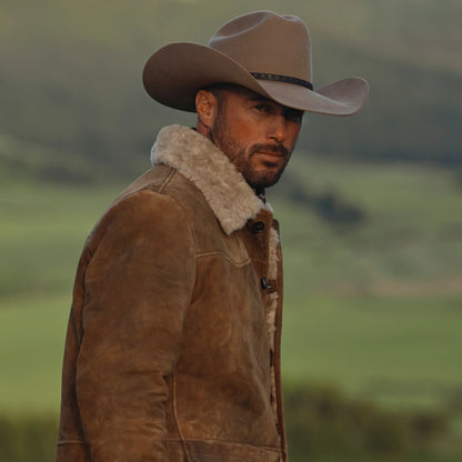 Antique Suede Shearling Jacket Brown - Stetson