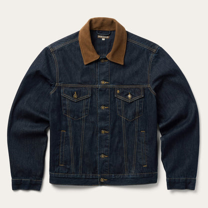 Suede Collar Raw Denim Jacket Blue - Stetson