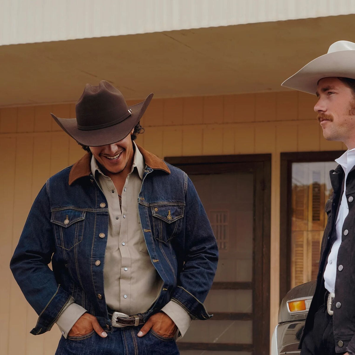 Suede Collar Raw Denim Jacket Blue - Stetson