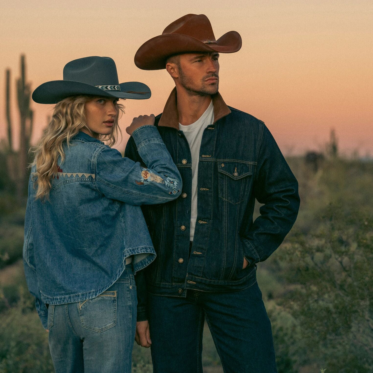 Suede Collar Raw Denim Jacket Blue - Stetson