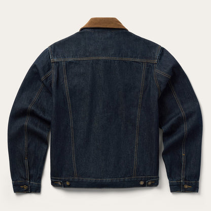 Suede Collar Raw Denim Jacket Blue - Stetson