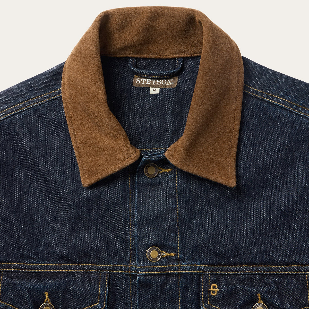 Suede Collar Raw Denim Jacket Blue - Stetson