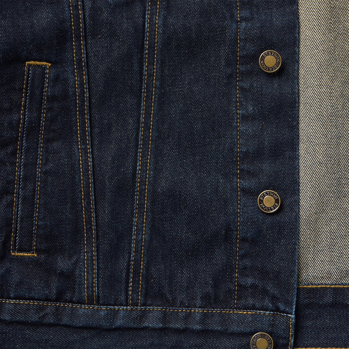Suede Collar Raw Denim Jacket Blue - Stetson