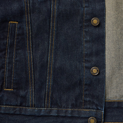 Suede Collar Raw Denim Jacket Blue - Stetson