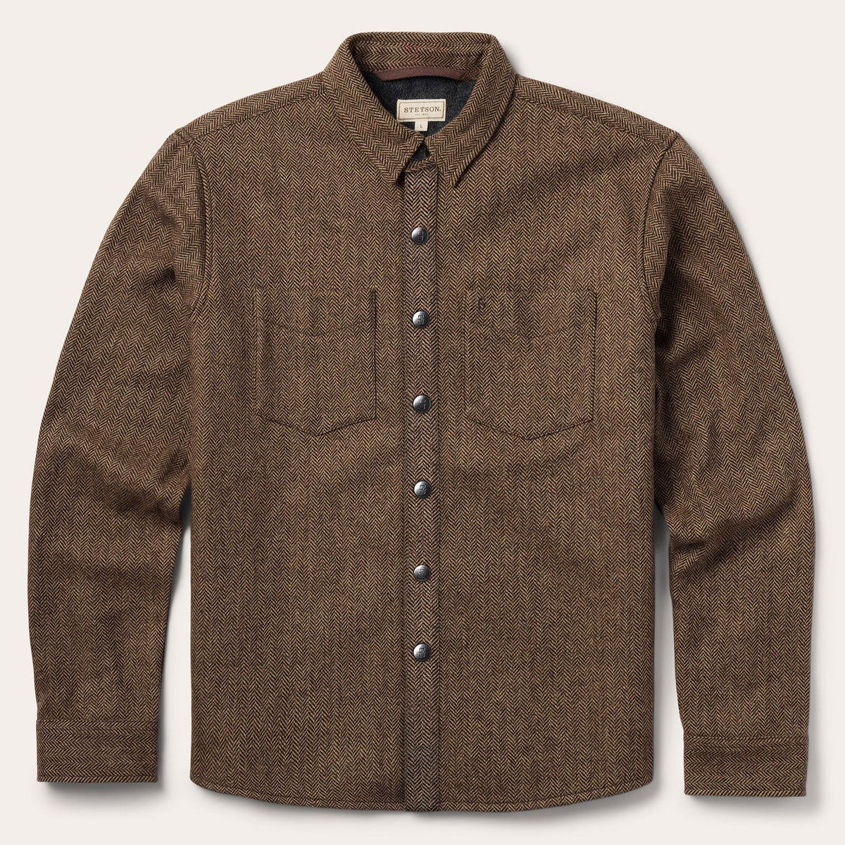 Herringbone Shirt Jacket Brown - Stetson