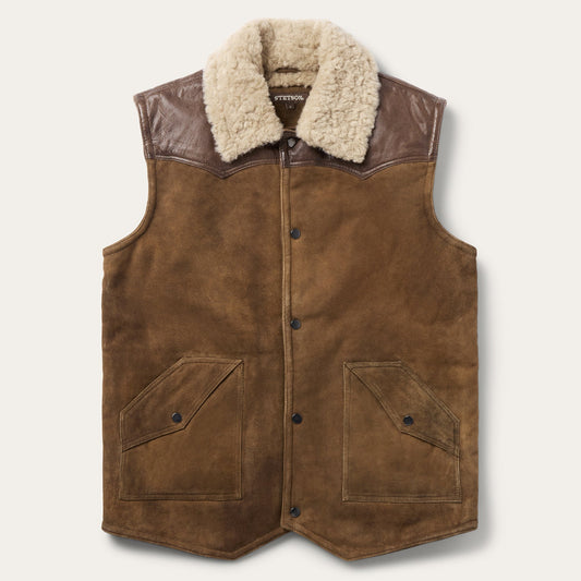 Distressed Suede Vest Brown - Stetson