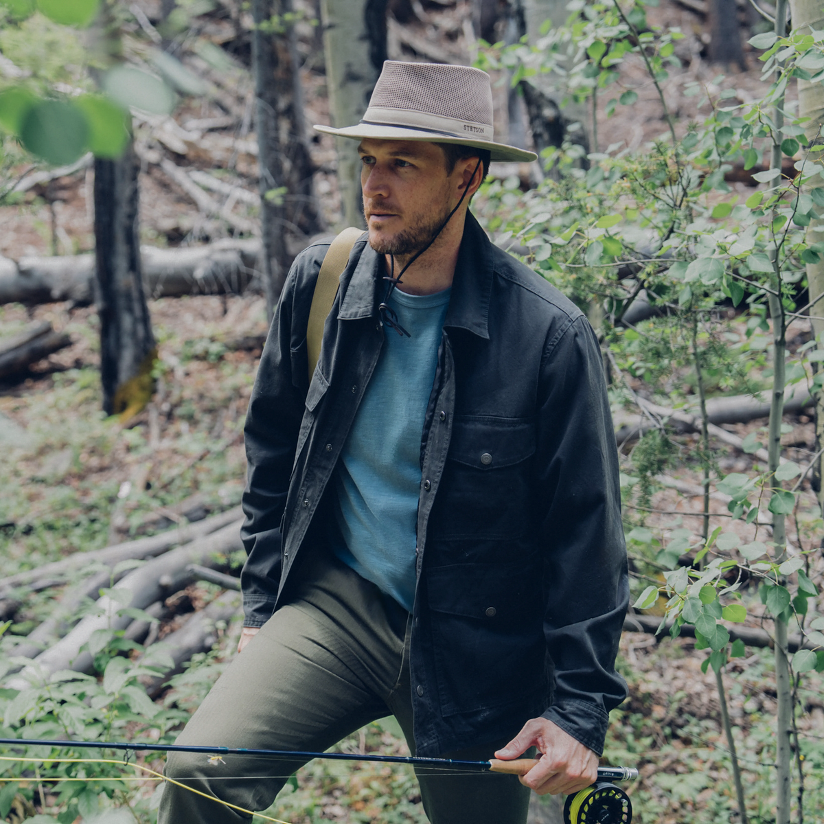 Waxed Canvas Shirt Jacket Green - Stetson