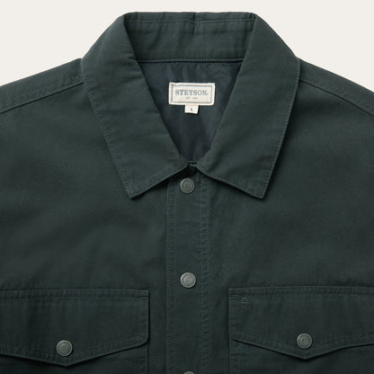Waxed Canvas Shirt Jacket Green - Stetson