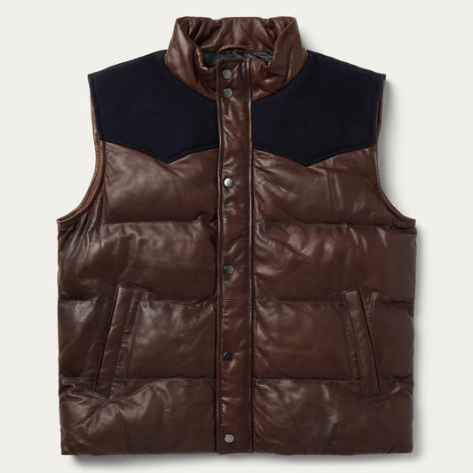 Quilted Leather Vest Brown - Stetson