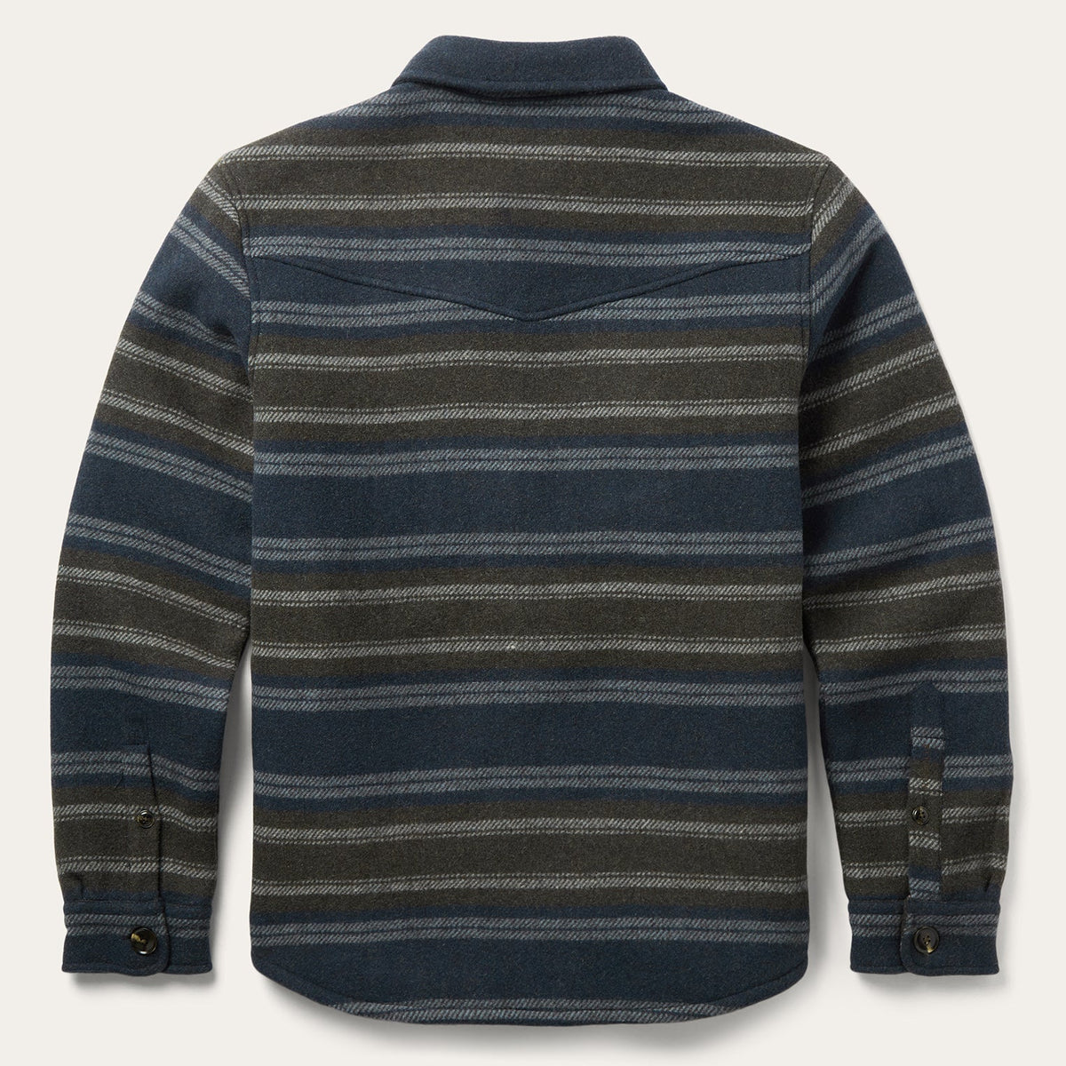 Wool Blend Stripe Shirt Jacket Blue - Stetson