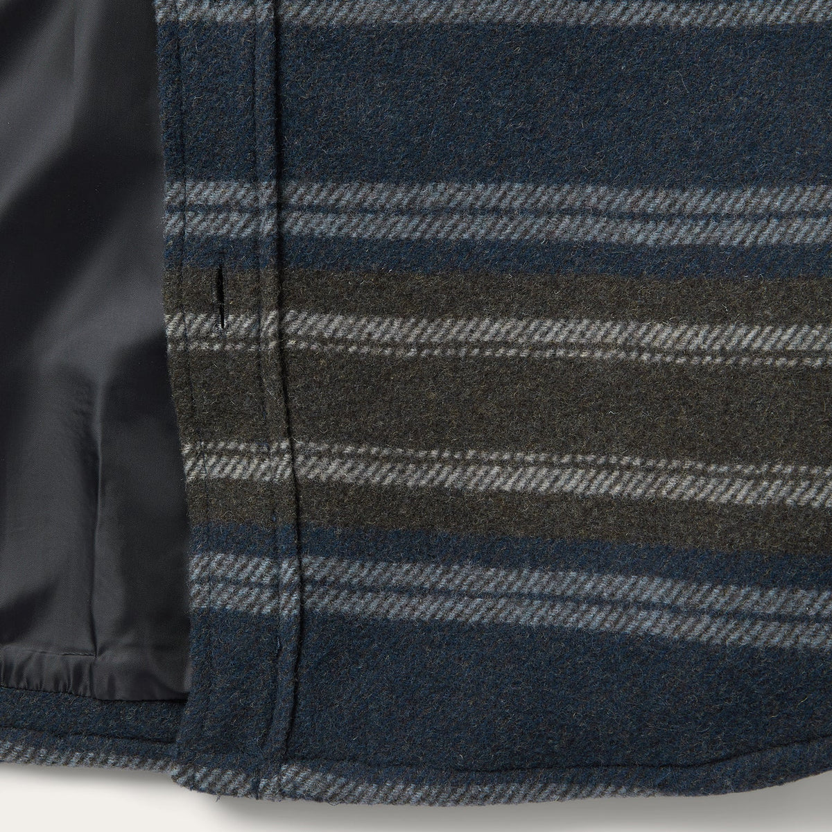 Wool Blend Stripe Shirt Jacket Blue - Stetson