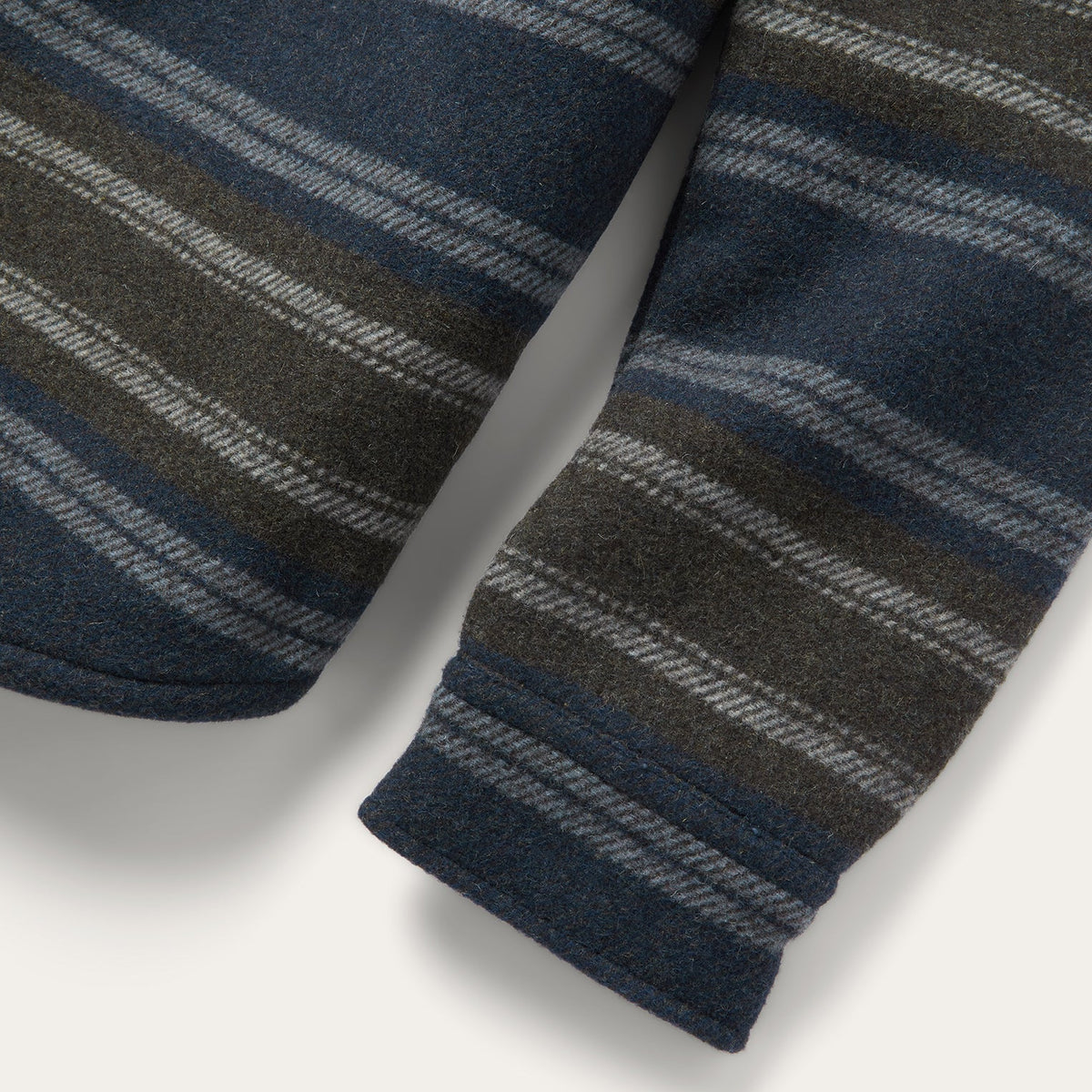 Wool Blend Stripe Shirt Jacket Blue - Stetson