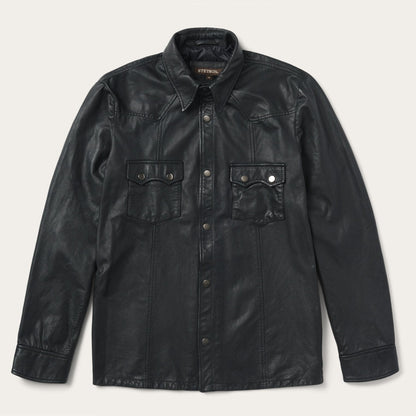 Leather Western Shirt Jacket Black - Stetson