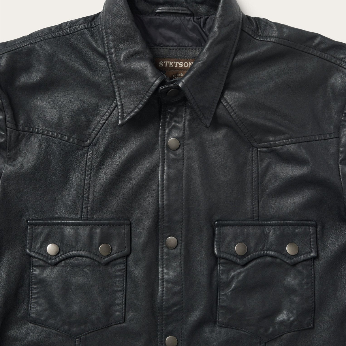 Leather Western Shirt Jacket Black - Stetson