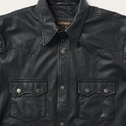 Leather Western Shirt Jacket Black - Stetson