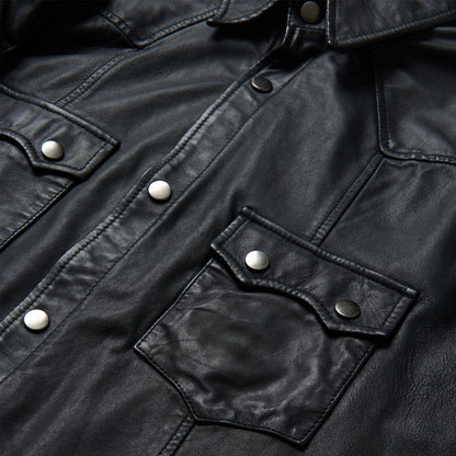 Leather Western Shirt Jacket Black - Stetson