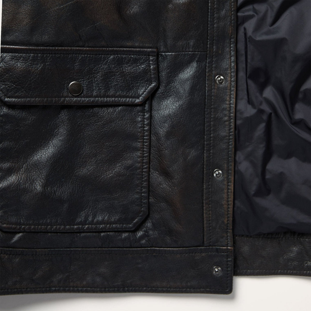 Snap Front Leather Jacket Brown - Stetson