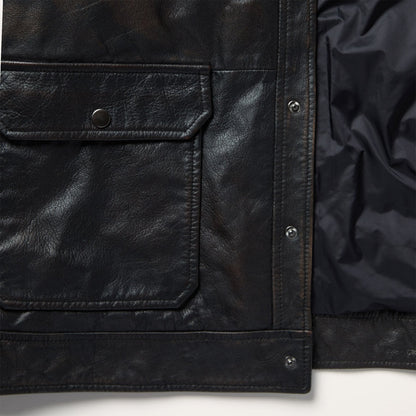 Snap Front Leather Jacket Brown - Stetson