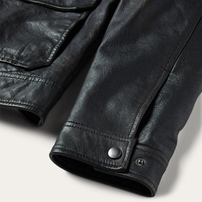 Snap Front Leather Jacket Brown - Stetson