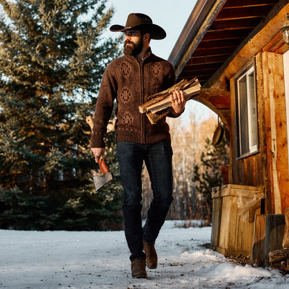 Vertical Aztec Cardigan Brown - Stetson