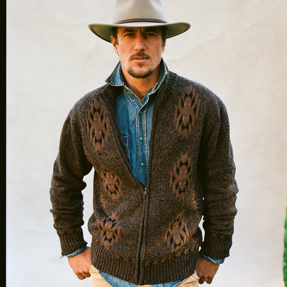 Vertical Aztec Cardigan Brown - Stetson