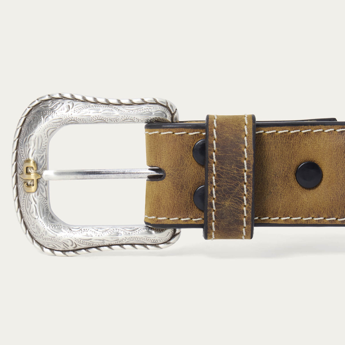 Contrast Stitch Western Tab Belt Tobacco - Stetson