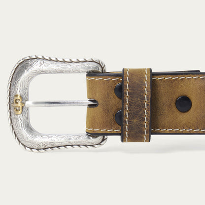 Contrast Stitch Western Tab Belt Tobacco - Stetson