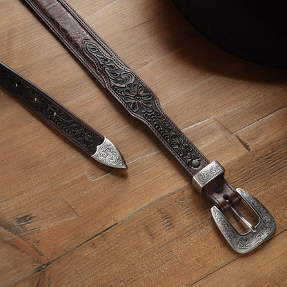 Croco Print Tooled Tapered Belt Brown/Cognac - Stetson