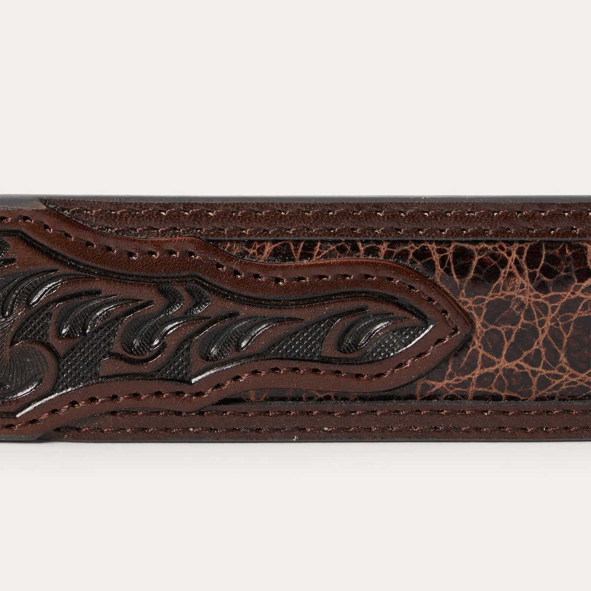 Croco Print Tooled Tapered Belt Brown/Cognac - Stetson