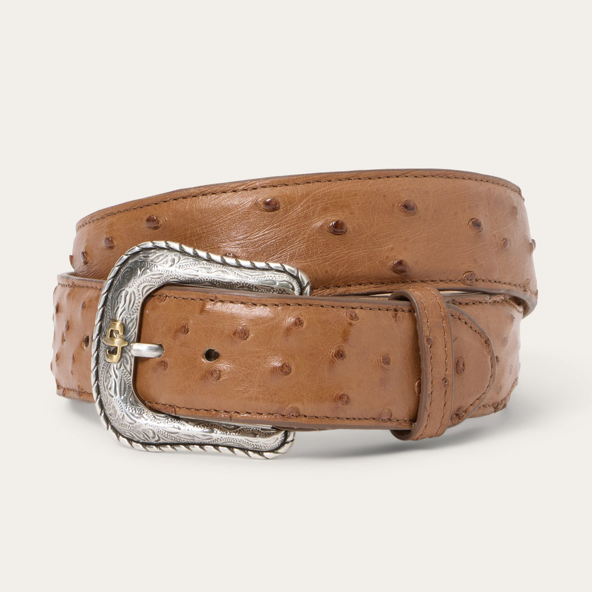 Ostrich Western Tab Belt Antique Cognac - Stetson