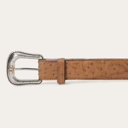 Ostrich Western Tab Belt Antique Cognac - Stetson