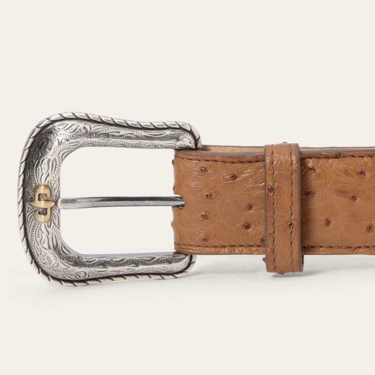 Ostrich Western Tab Belt Antique Cognac - Stetson