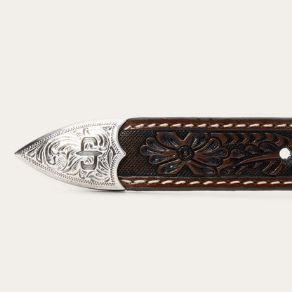 Tooled Tapered Belt Brown/Sand - Stetson