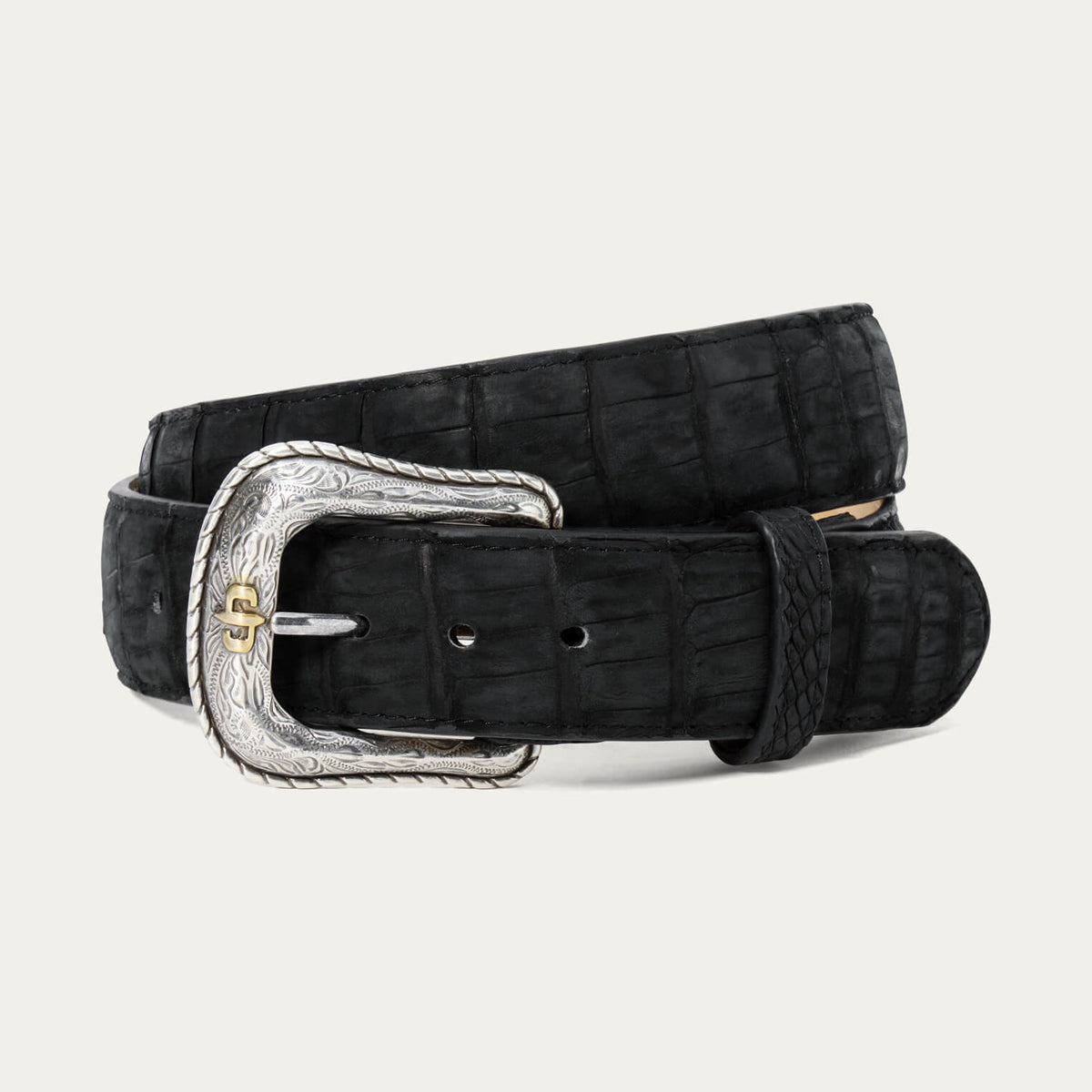 Matte Caiman Western Tab Belt Black - Stetson
