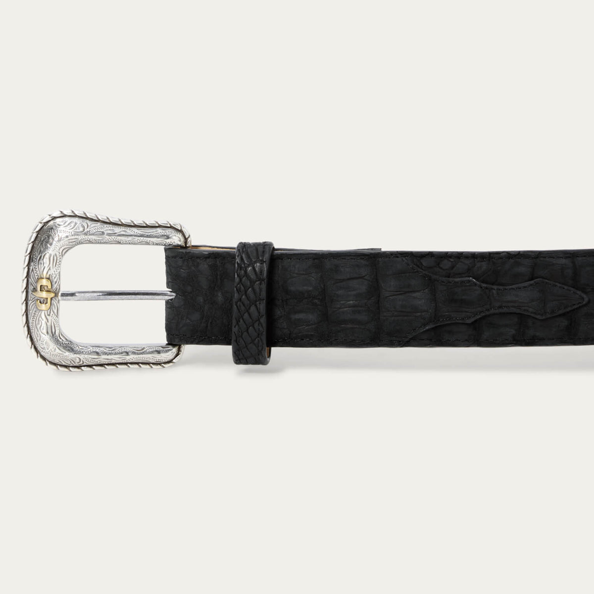 Matte Caiman Western Tab Belt Black - Stetson