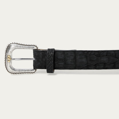 Matte Caiman Western Tab Belt Black - Stetson