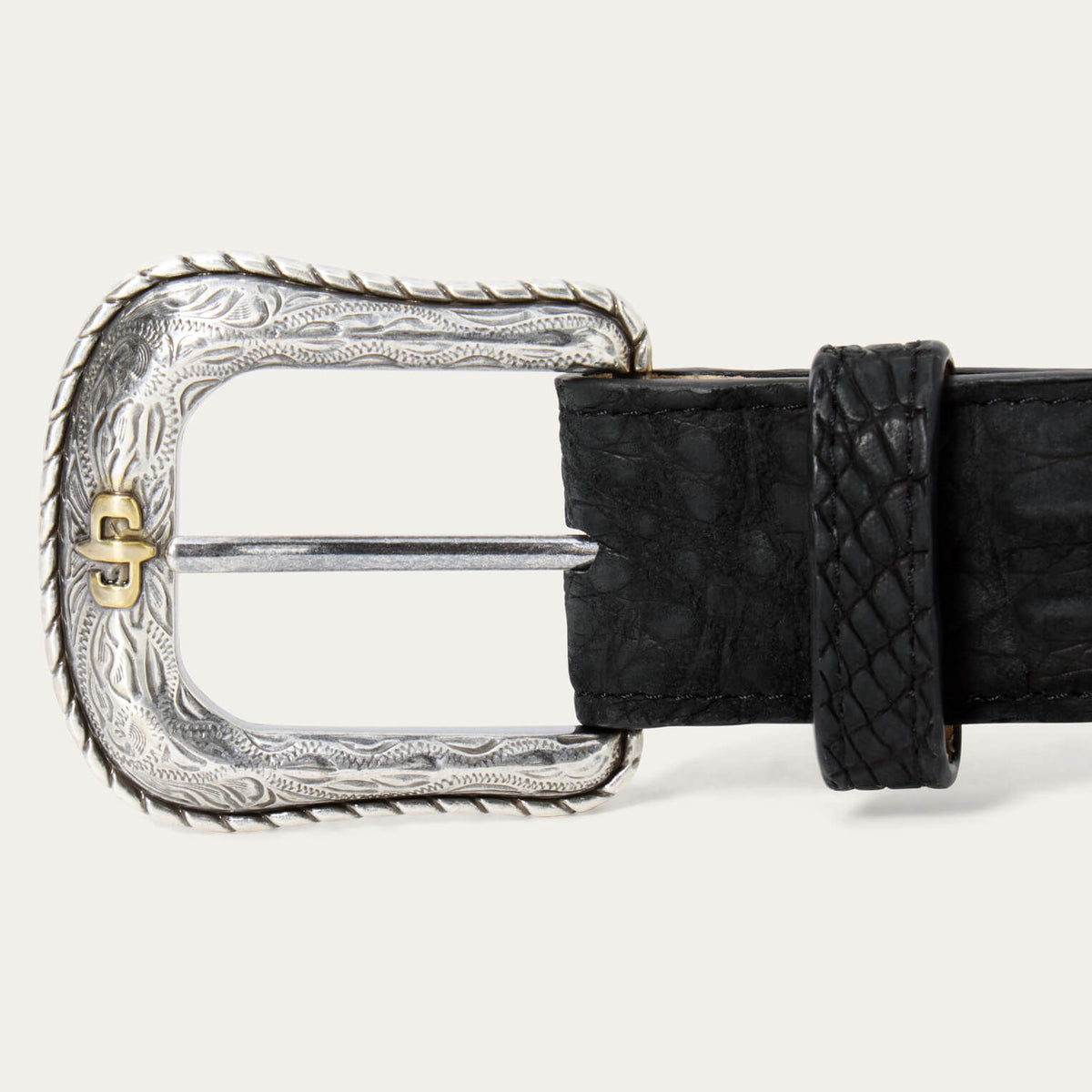Matte Caiman Western Tab Belt Black - Stetson
